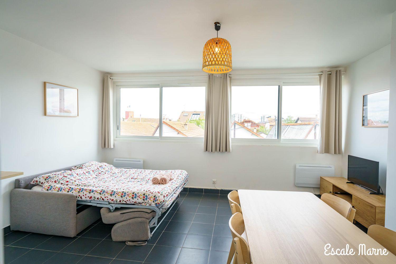 Escale-Marne Fr - 101 - Free Parking - Free Luggage Storage - All Equipped - Linen Included - Washing Machine - Luxury Eve Sleep Mattress 160X200 - 10Mn Walk Metro 8 - Rer A - Panoramic View - From 1 To 4 Guests Мезон-Альфор Экстерьер фото